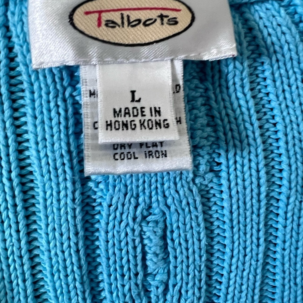Talbots Turquoise V-Neck Cardigan/Large - Picture 4 of 5